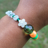 FAMU NIGHTS🧡💚 GLOW IN THE DARK ALPHABET BRACELET🐍🐍🧡💚 READY-MADE🎨⏳️ By Nubian Collection Artwear 👑  - Thumbnail 2