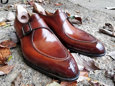 Handmade Men Brown Leather Monk Strap Dress Shoes