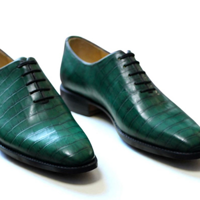 Crafted leather dress shoes men classic green crocodile/alligator oxford  - Thumbnail 2
