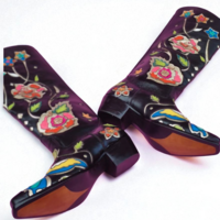 Crafted Leather Classic Women Black Leather Fancy Cowboy Boot - Thumbnail 1