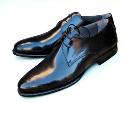 Crafted leather black leather oxford lace up dress shoes for men  - Thumbnail 2