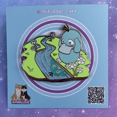 Reflection duck hard enamel pin - Thumbnail 5