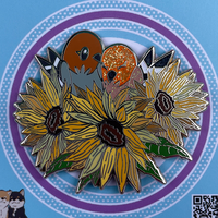 Sunflower Birds Hard Enamel Pin - Thumbnail 1