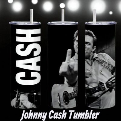 Black johnny cash 20oz stainless steel tumbler with straw | music legend insulated cup