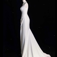 Ivory Off the Shoulder Mermaid Slit Prom Dress - Thumbnail 3