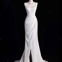 Ivory Off the Shoulder Mermaid Slit Prom Dress - Thumbnail 5