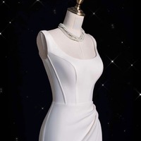 Ivory Off the Shoulder Mermaid Slit Prom Dress - Thumbnail 1