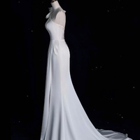 Sexy One Shoulder Mermaid Floor Length Ivory Prom Dress with Buttons - Thumbnail 5