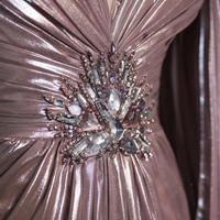 Elegant Light Pink ‌Deep V-neck Cape Design Pleated Waist Crystal Embellishment ‌ Formal Prom Dresses - Thumbnail 1