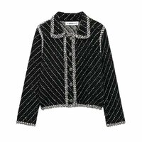 High-end niche Hong Kong style patchwork knitted jacket - Thumbnail 1
