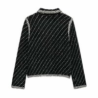 High-end niche Hong Kong style patchwork knitted jacket - Thumbnail 2