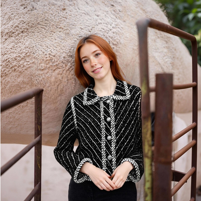 High-end niche hong kong style patchwork knitted jacket - Thumbnail 5