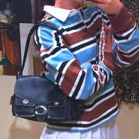 Free Shipping-STRIPED POLO SWEATSHIRT - Thumbnail 1