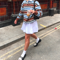 Free Shipping-STRIPED POLO SWEATSHIRT - Thumbnail 3