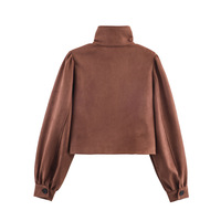 Suede pleated cropped jacket - Thumbnail 1