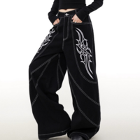 Retro Embroidery  Wide-leg Denim Pants - Thumbnail 1