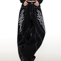 Retro Embroidery  Wide-leg Denim Pants - Thumbnail 4