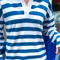 BLUE STRIPED POLO SWEATSHIRT - Thumbnail 1
