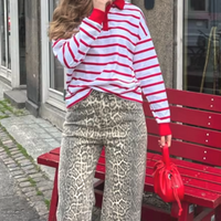 RED STRIPED POLO SWEATSHIRT - Thumbnail 1
