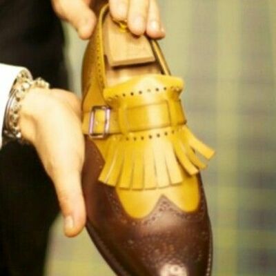 Handmade specially designed formal monk fringe style dress shoes