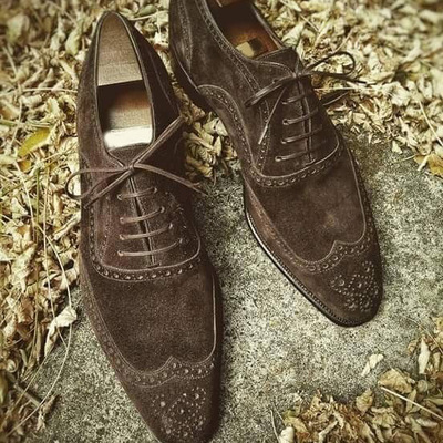 Men's handmade dark brown oxford shoes luxury lace-up dress shoes