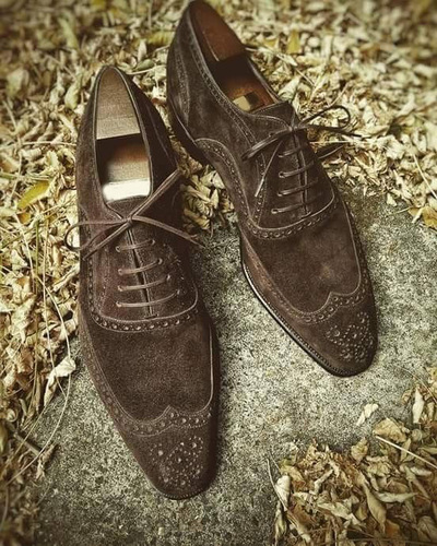 Men's Handmade Dark Brown Oxford Shoes Luxury Lace-Up Dress Shoes