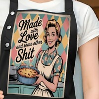 Retro 50s Funny Apron | “Made with Love and Some Other Sh*t” | Vintage Housewife Kitchen Apron | Free Ship - Thumbnail 2