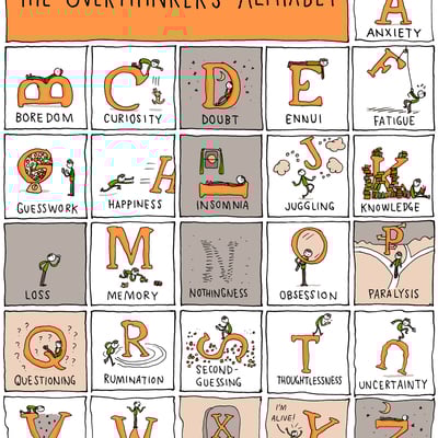 "the overthinker's alphabet" poster