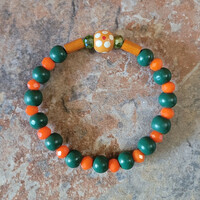 RATTLER PRIDE🐍🧡💚 BRACELET💫 READY-MADE⏳️🎨 By Nubian Collection Artwear 👑 🔹️ SIZE: 6 & 1/2 INCHES 🧿 ONLY ONE AVAILABLE⏳️⏳️ - Thumbnail 3