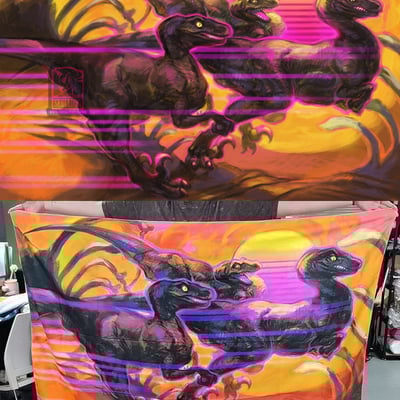 Retro raptors uv tapestry 