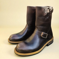 Crafted Leather Classic Brown Leather Buckle Strap Ankle High Cowboy Boot - Thumbnail 4