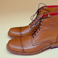 Crafted Leather Classic Brown Leather Ankle High Lace up Dress Boot - Thumbnail 1