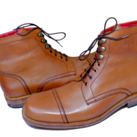 Crafted Leather Classic Brown Leather Ankle High Lace up Dress Boot - Thumbnail 2