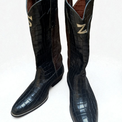 Crafted leather classic black crocodile leather alligator cowboy boot
