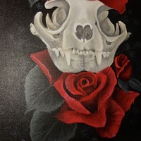 Cat Skull Framed Original Painting - Thumbnail 2