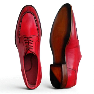 Crafted leather classic red leather split toe oxford lace up dress shoes - Thumbnail 2