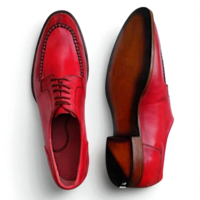 Crafted Leather Classic Red Leather Split Toe Oxford Lace up Dress Shoes - Thumbnail 2