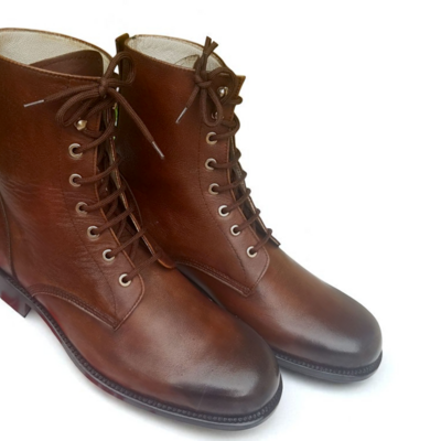 Crafted leather classic men brown leather ankle high lace up dress boot