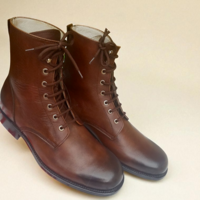 Crafted Leather Classic Men Brown Leather Ankle High Lace up Dress Boot - Thumbnail 2