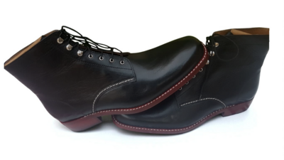 Crafted Leather Classic Men Black Leather Ankle High Lace up Dress Boot
