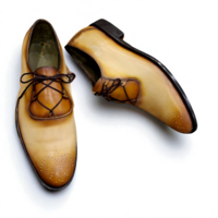 Crafted Leather Classic Tan Leather Oxford Lace up Dress Shoes - Thumbnail 3