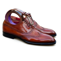 Crafted Leather Classic Brown Leather Wingtip Oxford Dress Shoes with Matching Belt - Thumbnail 2