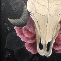 Ram Skull Framed Original Painting - Thumbnail 1