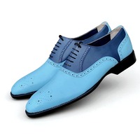Crafted Leather Classic Blue Leather Oxford Dress Shoes  - Thumbnail 3