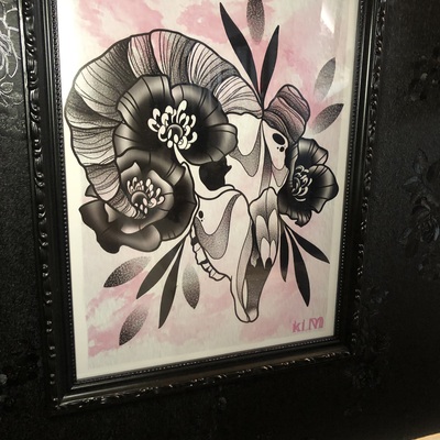 Ram skull framed print