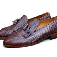 Crafted Leather Genuine Crocodile Leather Tassel Loafers Dress Shoes - Thumbnail 1
