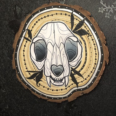 Cat skull wood slice - Thumbnail 4