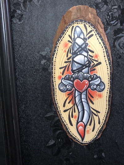 Heart Dagger Wood Slice
