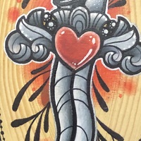 Heart Dagger Wood Slice - Thumbnail 1