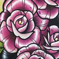 Traditional Tattoo Rose Wood Slab - Thumbnail 2